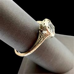 14K Yellow Gold Clear Stone Ring Sz: 6 - 1.5G!